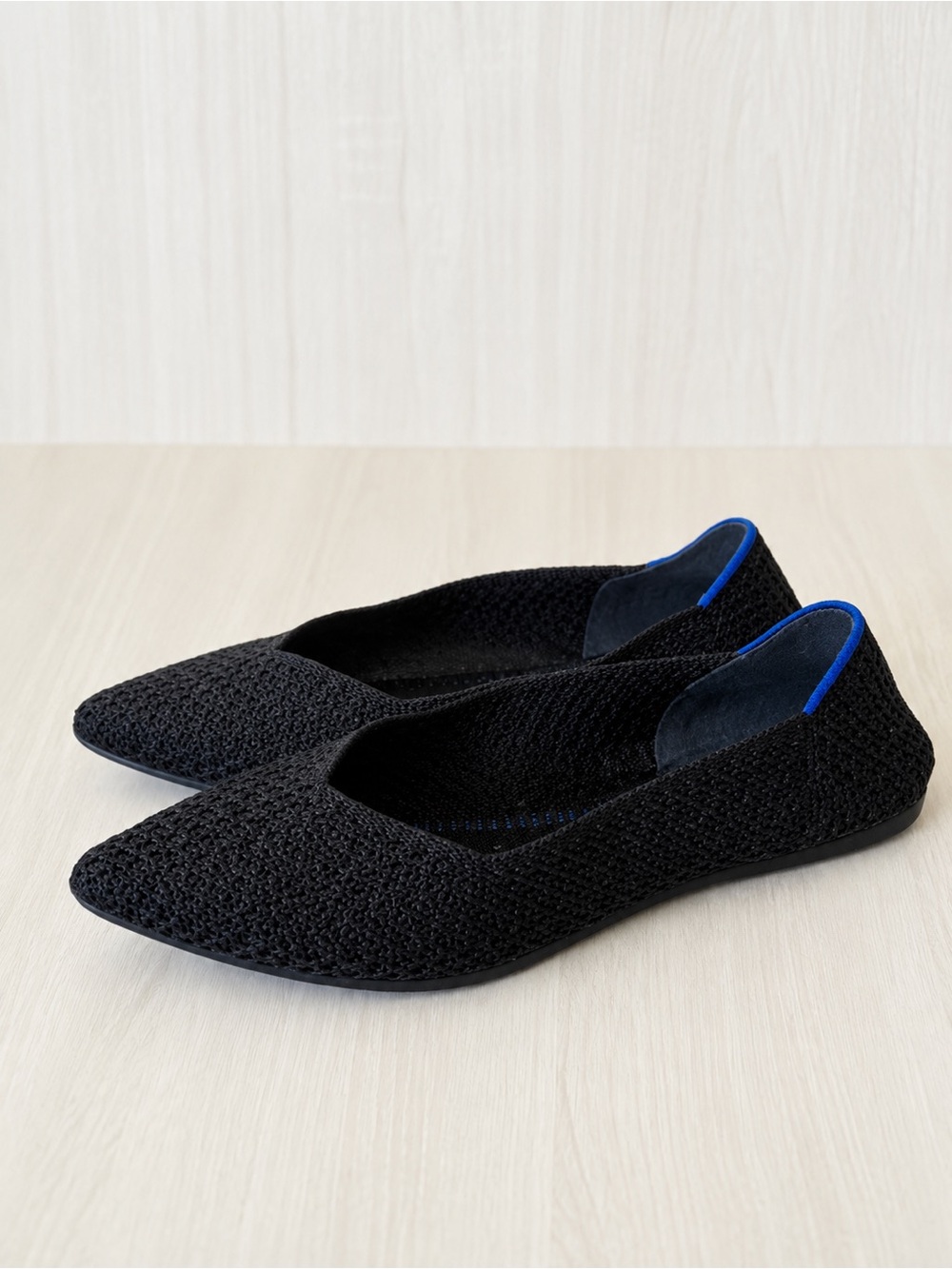 Rothy’s The Point Black Knit Pointed Toe Flats Women’s Size 9.5
